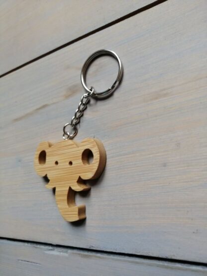 Porte-clés « Éléphant tête» en Bambou