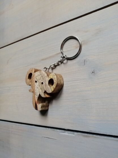 Porte-clés « Éléphant tête» en Manguier.