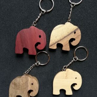 Porte-clés « Éléphant » en Bambou, Padouk, Teck et Manguier.